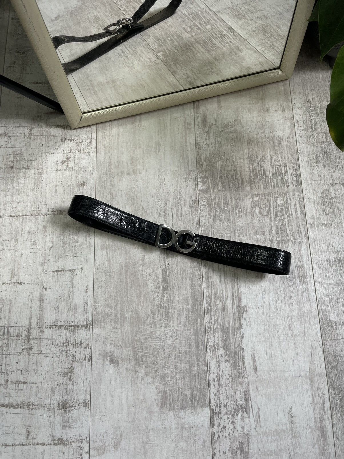 Dolce & Gabbana Dolce & Gabbana Black Leather Belt DG Metal Logo RARE Size ONE SIZE - 1 Thumbnail