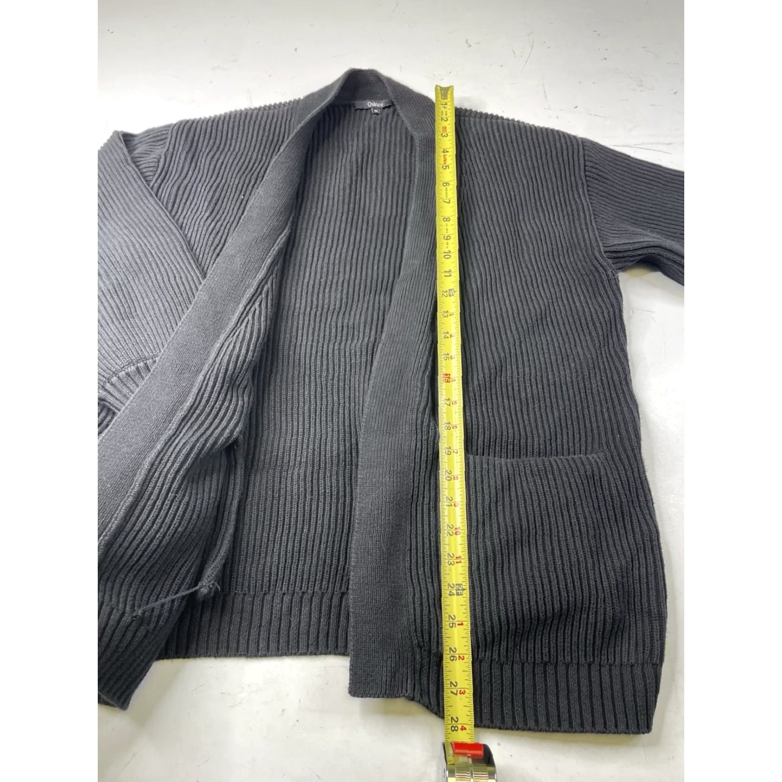 Quince Quince Cardigan Sweater Womens M Black Organic Cotton Ribbed Open Front Pockets V-Neck Dolman Sleeve All Seasons Knit Regular 100% Cotton Size M / US 6-8 / IT 42-44 - 7 Thumbnail