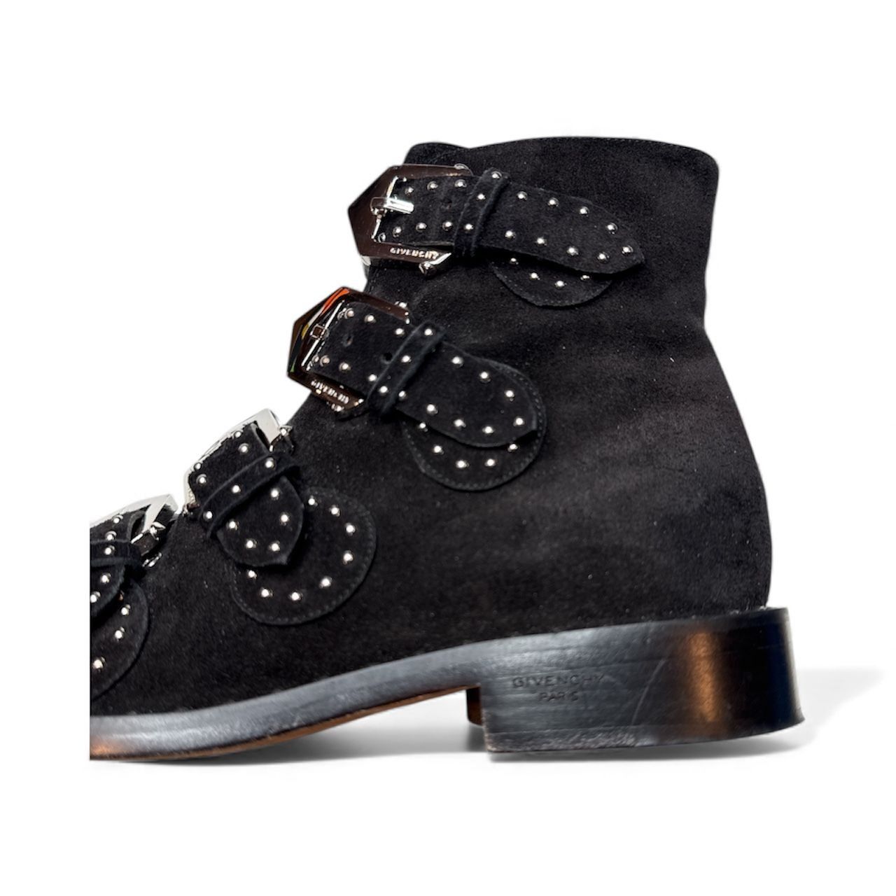 Givenchy GIVENCHY Boots Elegant Black Silver Studded Suede Buckle Det Size US 8.5 / IT 38.5 - 7 Thumbnail
