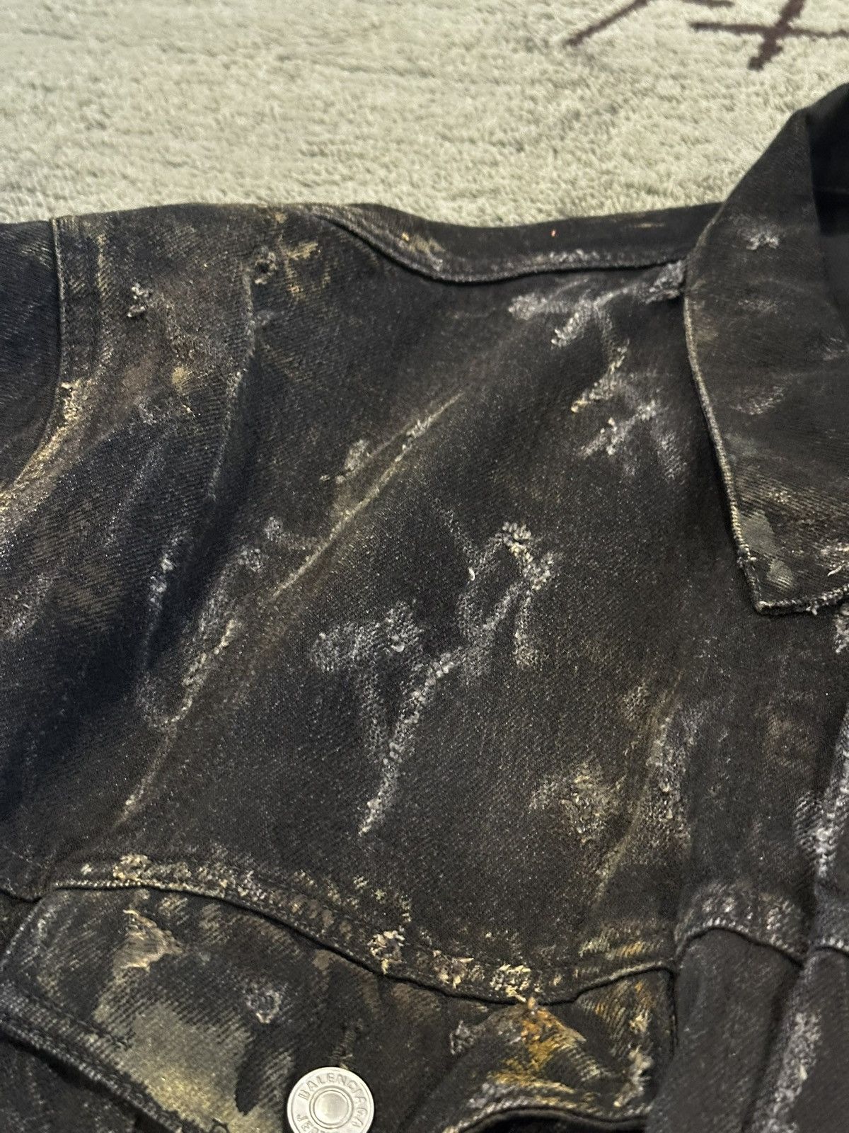 Balenciaga Balenciaga “Mud Show” Thrashed Oversized Black Denim jacket Size US XL / EU 56 / 4 - 13 Thumbnail