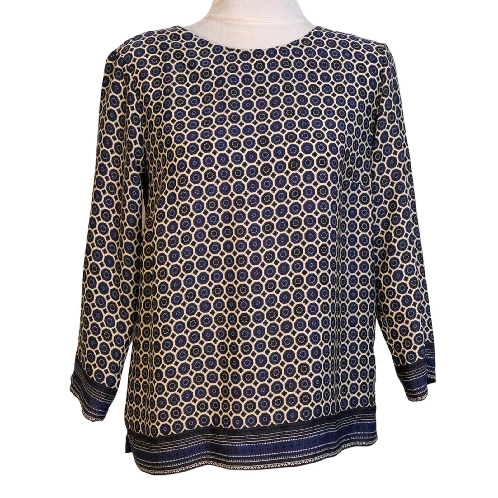 Other Kenar Blue Geometric Print 3/4 Sleeve Blouse XS Size XS / US 0-2 / IT 36-38 - 1 Thumbnail