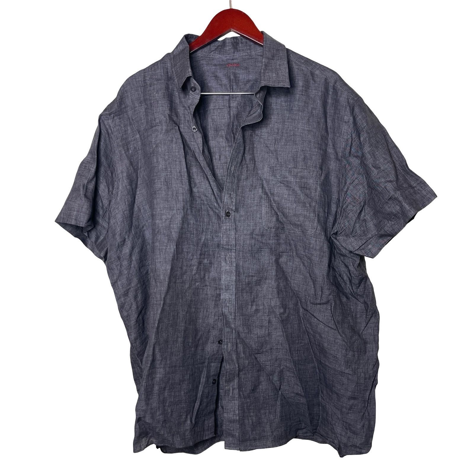 ONSLOE Black 100% linen short sleeve button down shirt XXXL