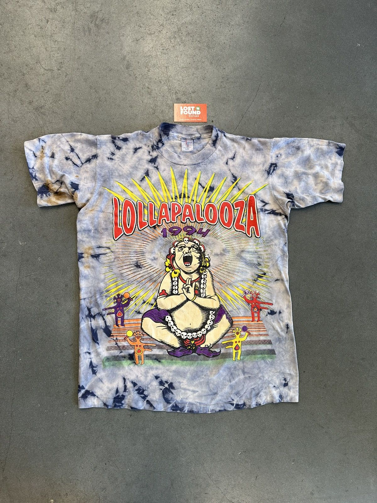 image of Tour Tee x Vintage 1994 Vintage Lollapalooza Smashing Pumpkins Buddha Tee in Tie/Dye (Size XL)