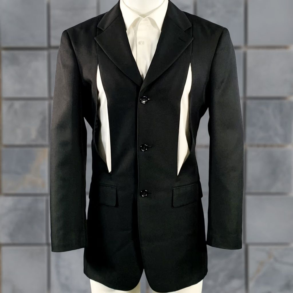 Vintage COMME des GARCONS HOMME PLUS AD2024 Sport Coat M Black Twill Wool Cutout Mens Jacket Size US M / EU 48-50 / 2 - 1 Thumbnail