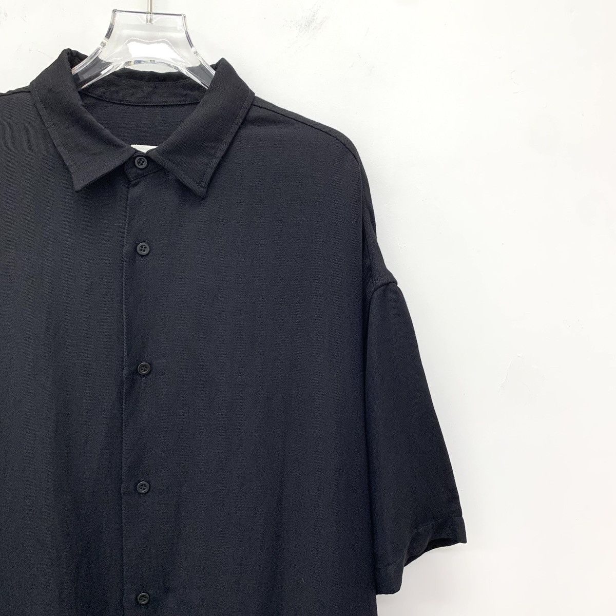 AMI Ami, Black Lapel Short Sleeve Irregular Hem Dress K26WX Size S / US 4 / IT 40 - 3 Thumbnail