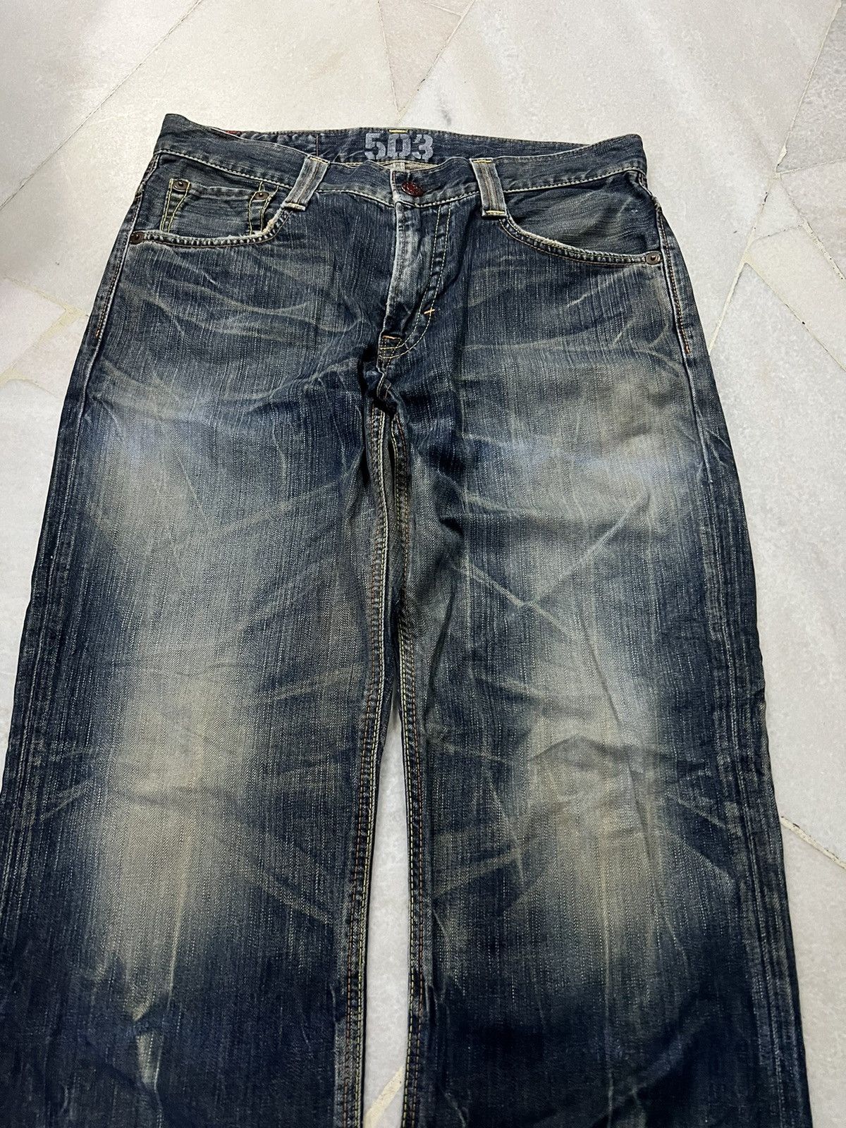 Edwin × If Six Was Nine × Le Grande Bleu (L.G.B.) 💥FLARE💥VINTAGE EDWIN 503 BLUE TRIP FLARE JEANS RARE Size US 32 / EU 48 - 5 Thumbnail
