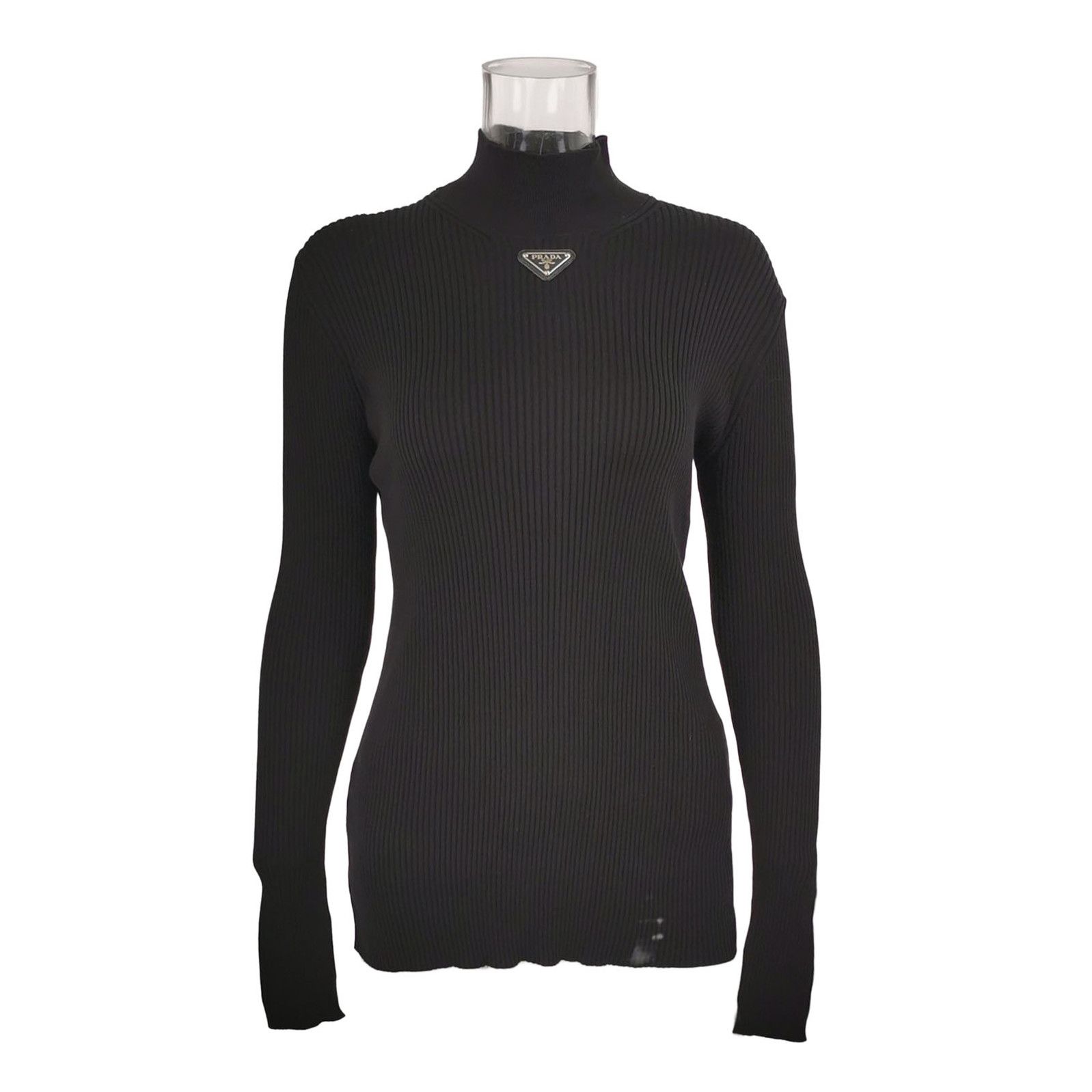 Prada Prada Black Ribbed Knit Turtleneck Sweater - dmc Size M / US 6-8 / IT 42-44 - 1 Thumbnail