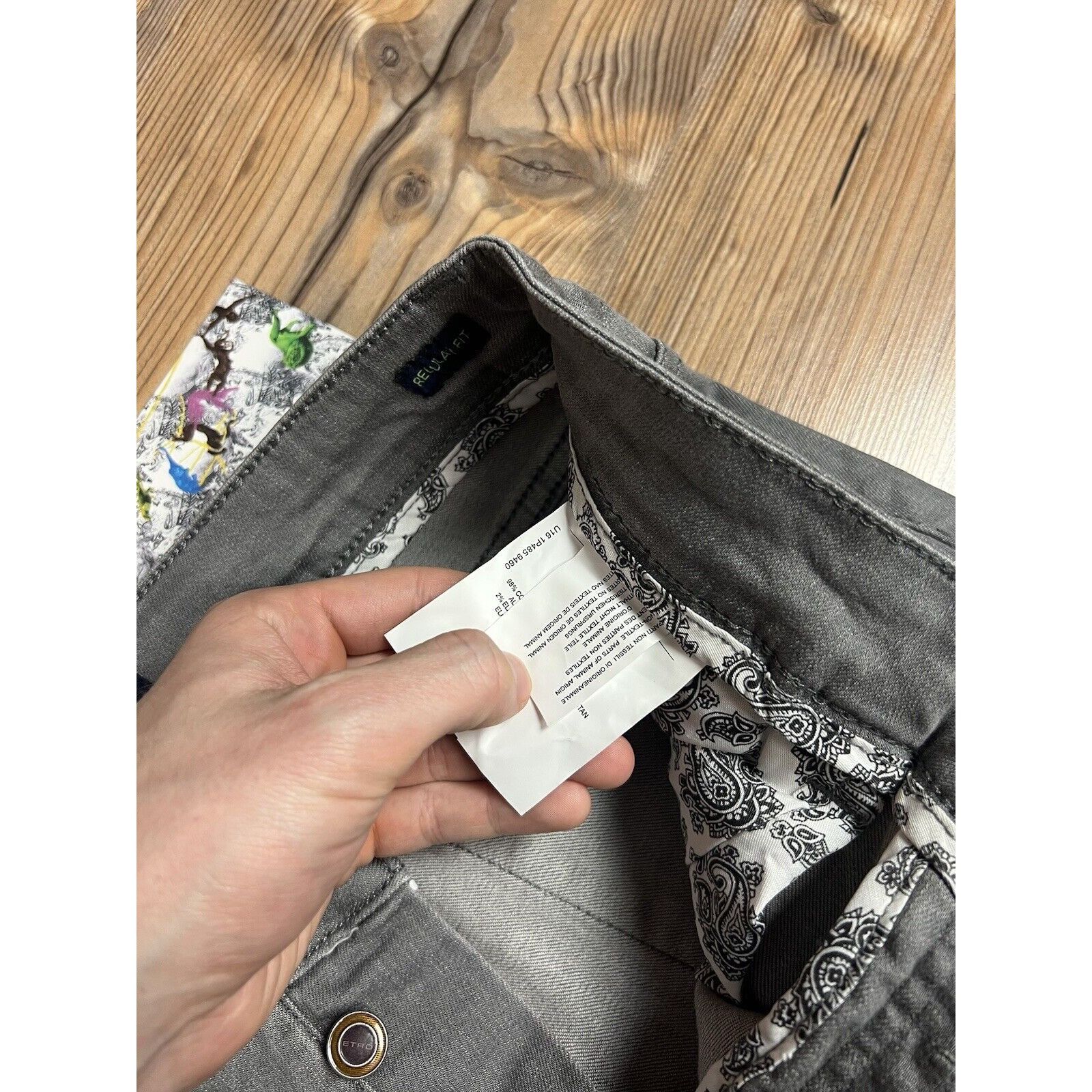 Etro NWT ETRO Paisley Men`s Gray Slim Fit Skinny Jeans Size 31 Size US 31 - 15 Thumbnail