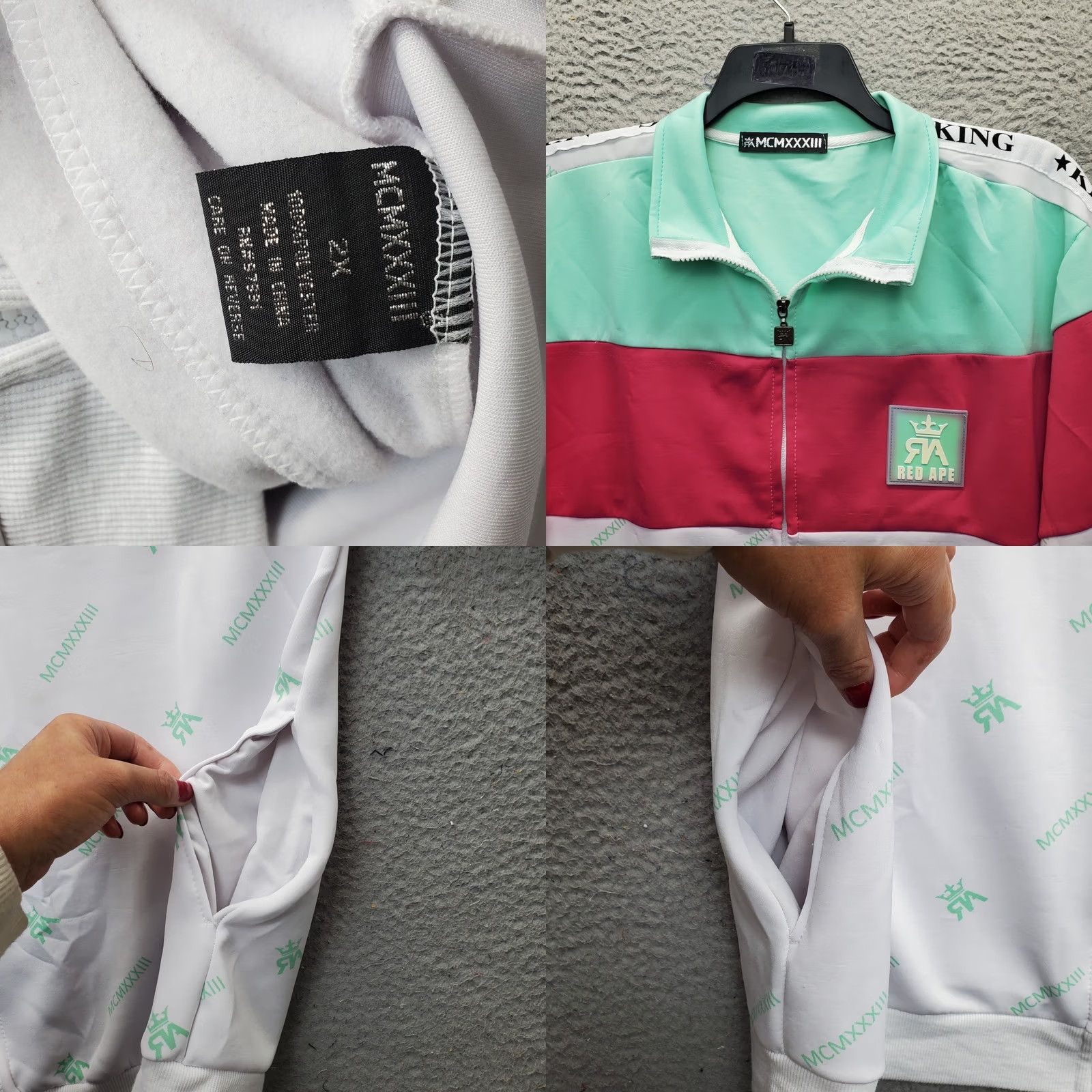 Vintage MCMXXXIII Red APE Track Jacket Mens 2X Monogram Print Streetwear Full Zip Jacket Size US XXL / EU 58 / 5 - 8 Thumbnail