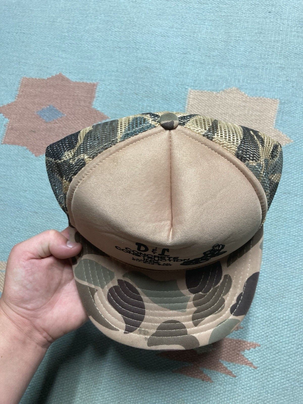 Vintage camo trucker hat D&L concrete construction Lansing Michigan Size ONE SIZE - 4 Thumbnail