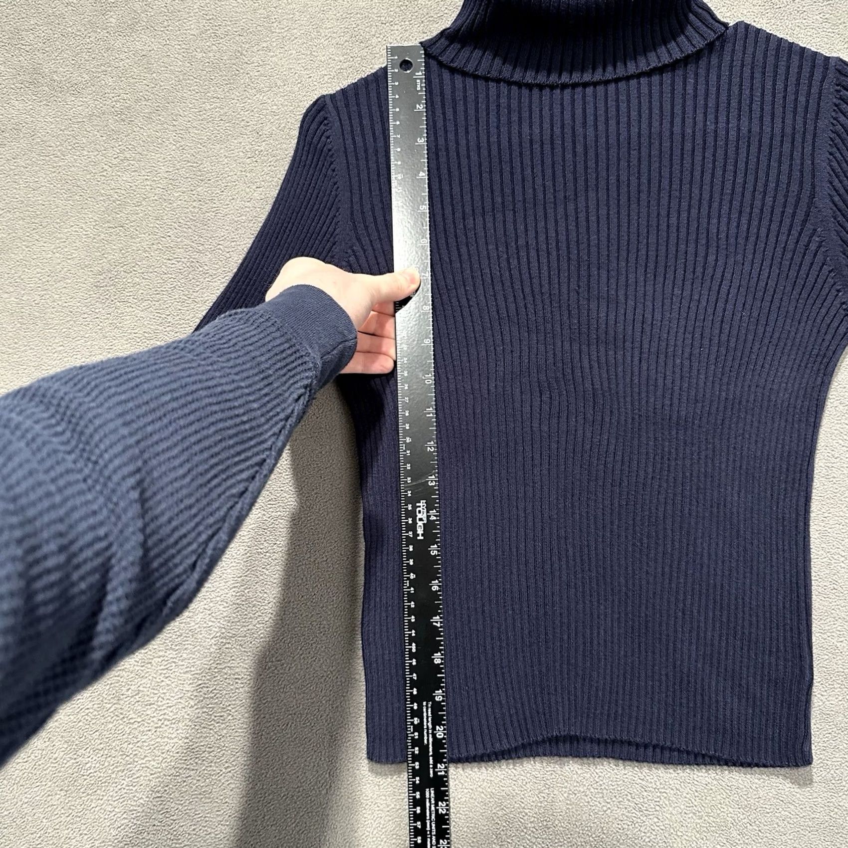 Vintage The Limited Sweater Womens Medium Blue Ribbed Knit Cotton Turtleneck Pullover Size M / US 6-8 / IT 42-44 - 6 Thumbnail