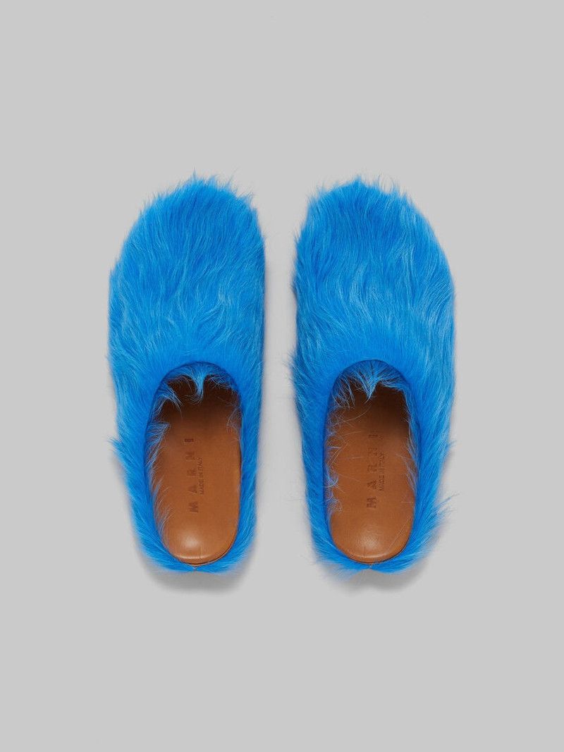 Marni o1f1d3z0526 Long-Haired Calfskin Fussbett Sabot in Blue Size US 8 / EU 41 - 4 Thumbnail