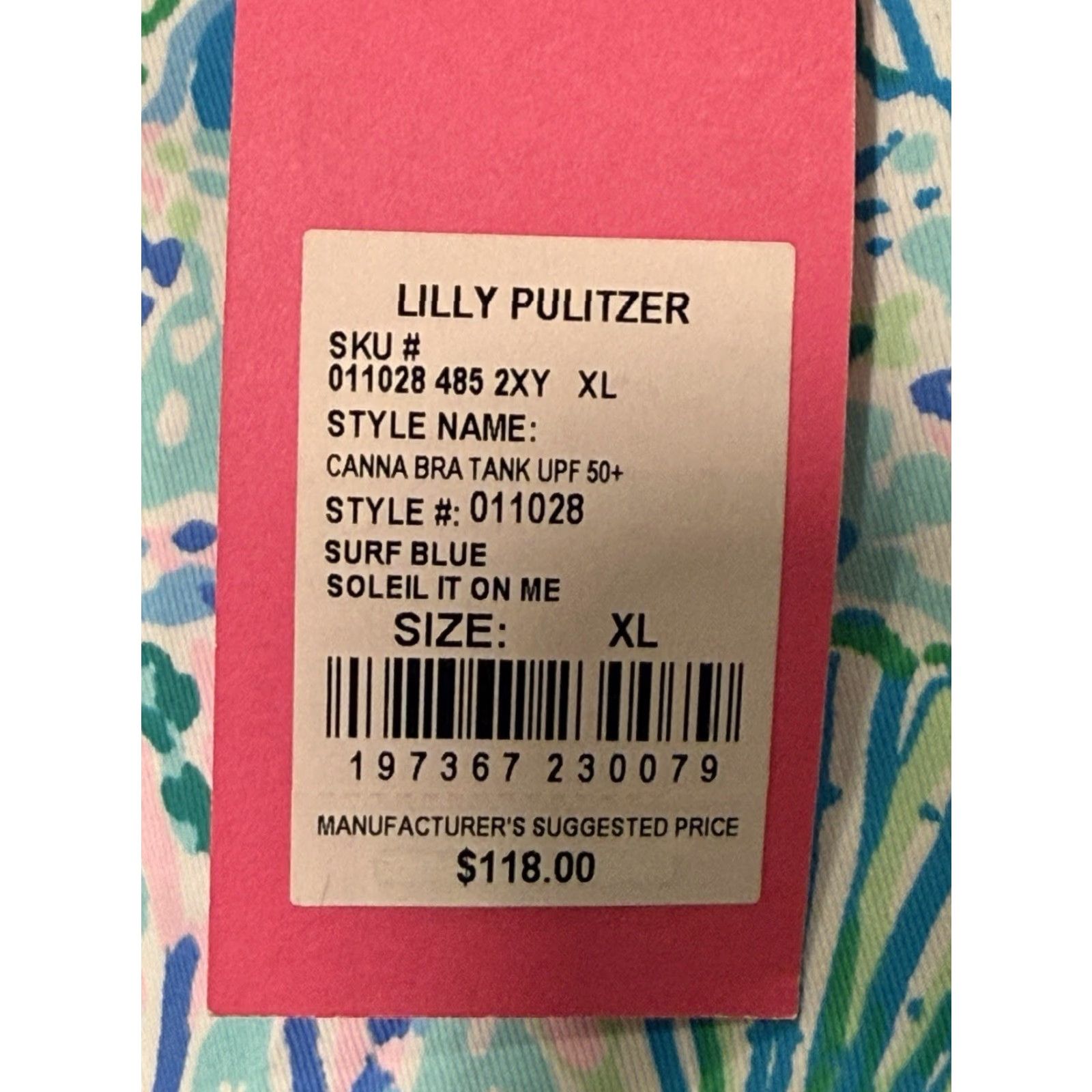 Lilly Pulitzer Lilly Pulitzer Tank Top Canna Bra Surf Blue XL UPF 50+ Multicolor Womens Sleeveless Activewear Shirt Size XL / US 12-14 / IT 48-50 - 7 Thumbnail