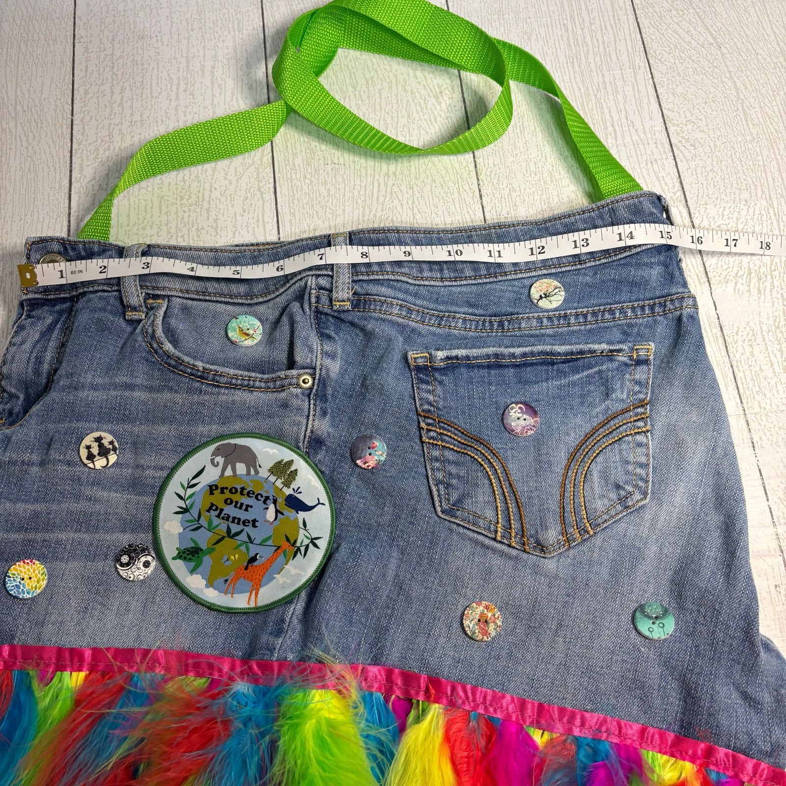 Handmade Upcycled Hollister Hippie Boho Denim Purse Size ONE SIZE - 6 Thumbnail