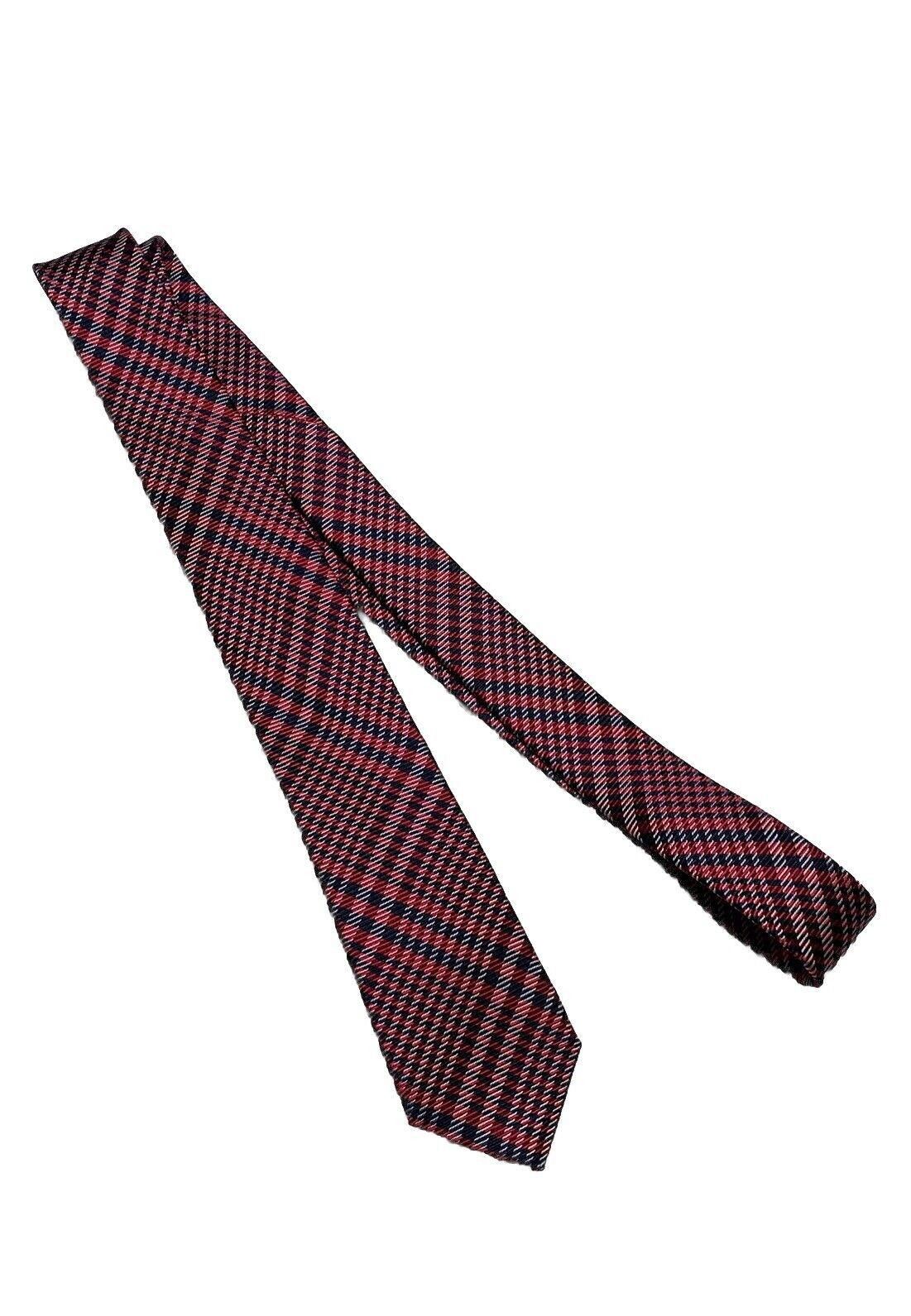 Ben Sherman Ben Sherman Men’s Red Blue Plaid Print Silk Neck Tie Size ONE SIZE - 4 Thumbnail