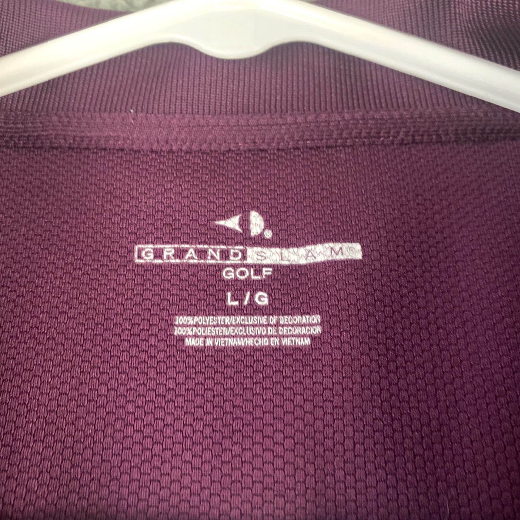 Vintage Grand Slam Polo Shirt Men Large Burgundy Golf Activewear Casual Knit 100% Polyester Short Sleeve Button Collared Regular Fit Performance Shirt Size US L / EU 52-54 / 3 - 4 Thumbnail