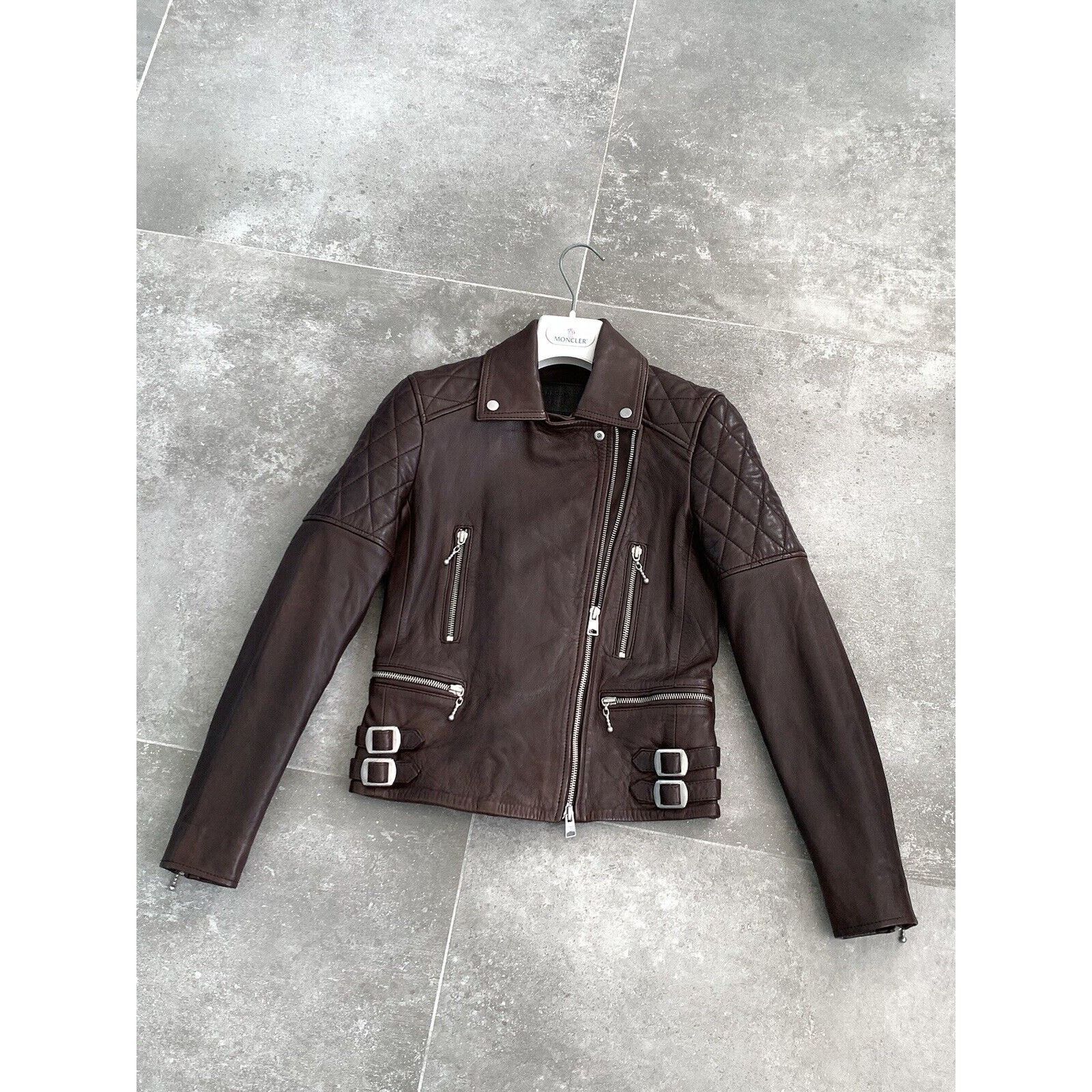 Allsaints Women ALL SAINTS Armstead Leather Biker Jacket XXS UK 4 US 0 Size XXS / US 00 / IT 34 - 13 Thumbnail
