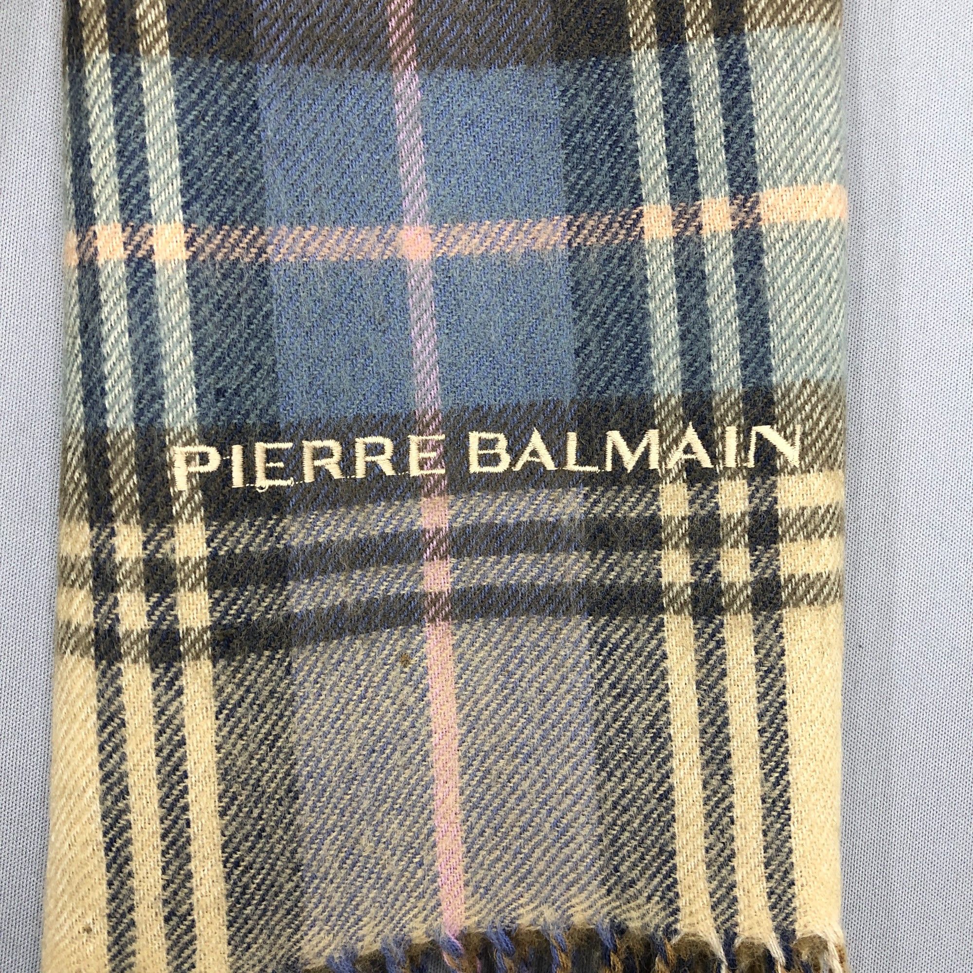 Japanese Brand Vintage Pierre Balmain Scarf Muffler Wool Plaid Neck Scarves Size ONE SIZE - 5 Thumbnail