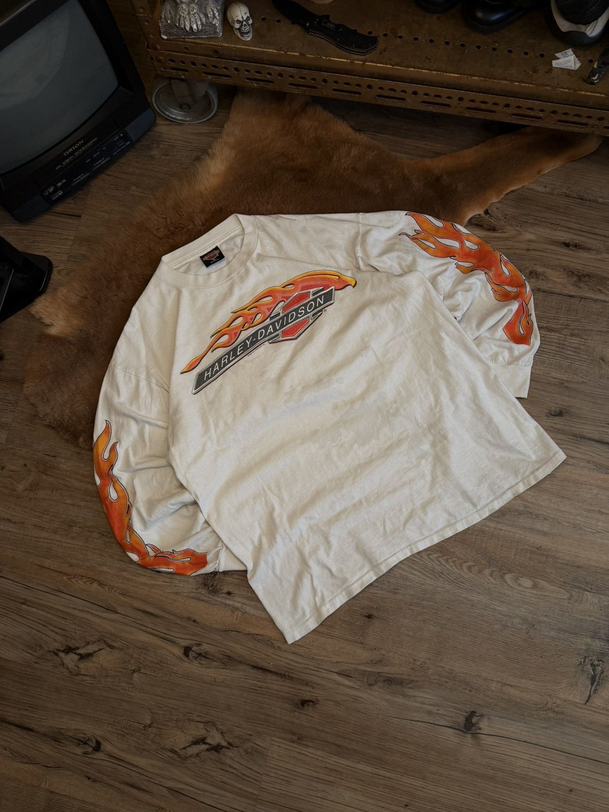 Harley Davidson Vintage 1993 Harley-Davidson flames longsleeve Size US XL / EU 56 / 4 - 1 Thumbnail
