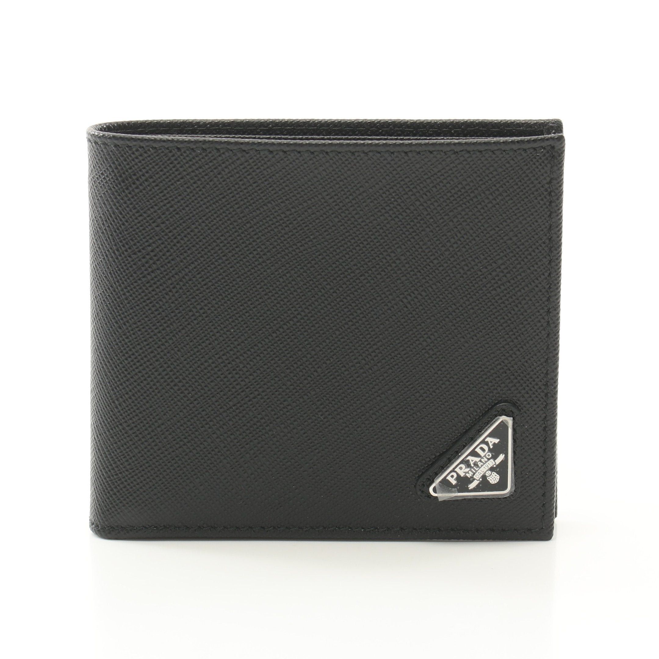 Prada Prada - Trifold Wallet Leather Black Saffiano Triangle Logo