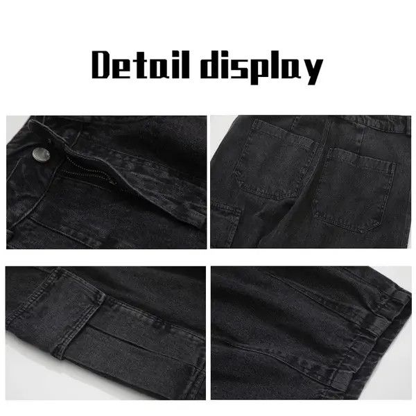 VIBE Baggy Black Cargo Pants Jeans Hip Hop Harajuku Y2k Retro Size US 32 / EU 48 - 4 Thumbnail