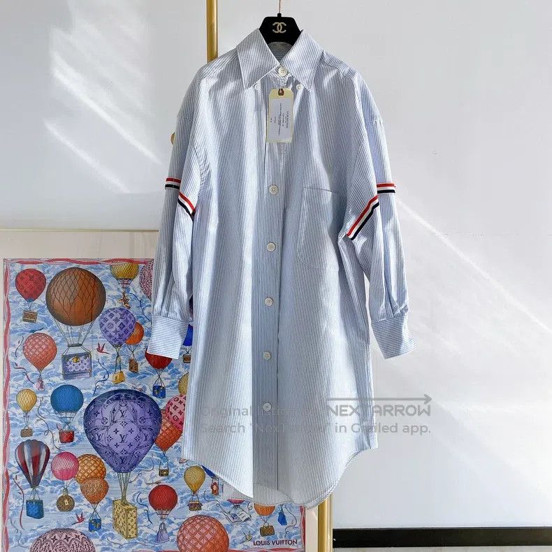 Thom Browne Blue Striped Shirt Dress