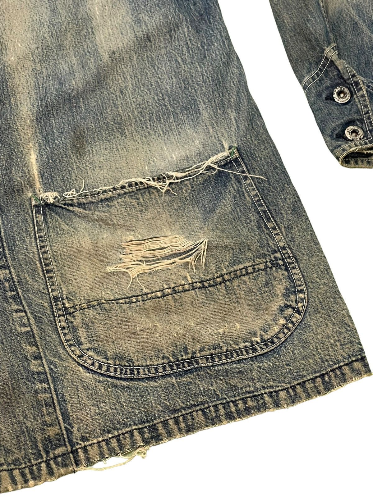 Sugar Cane Damaged Faded Sugar Canes Chore Jacket Distress Denim 5🟩8 Size US L / EU 52-54 / 3 - 6 Thumbnail