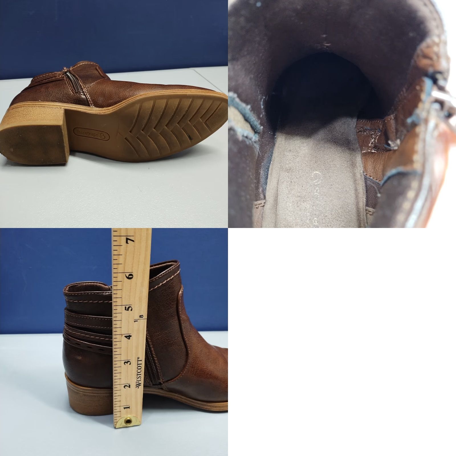 Vintage Baretraps Medley Ankle Bootie Womens Size 8M Brown Manmade Block Heel Side Zip - G41 Size US 8 / IT 38 - 10 Thumbnail