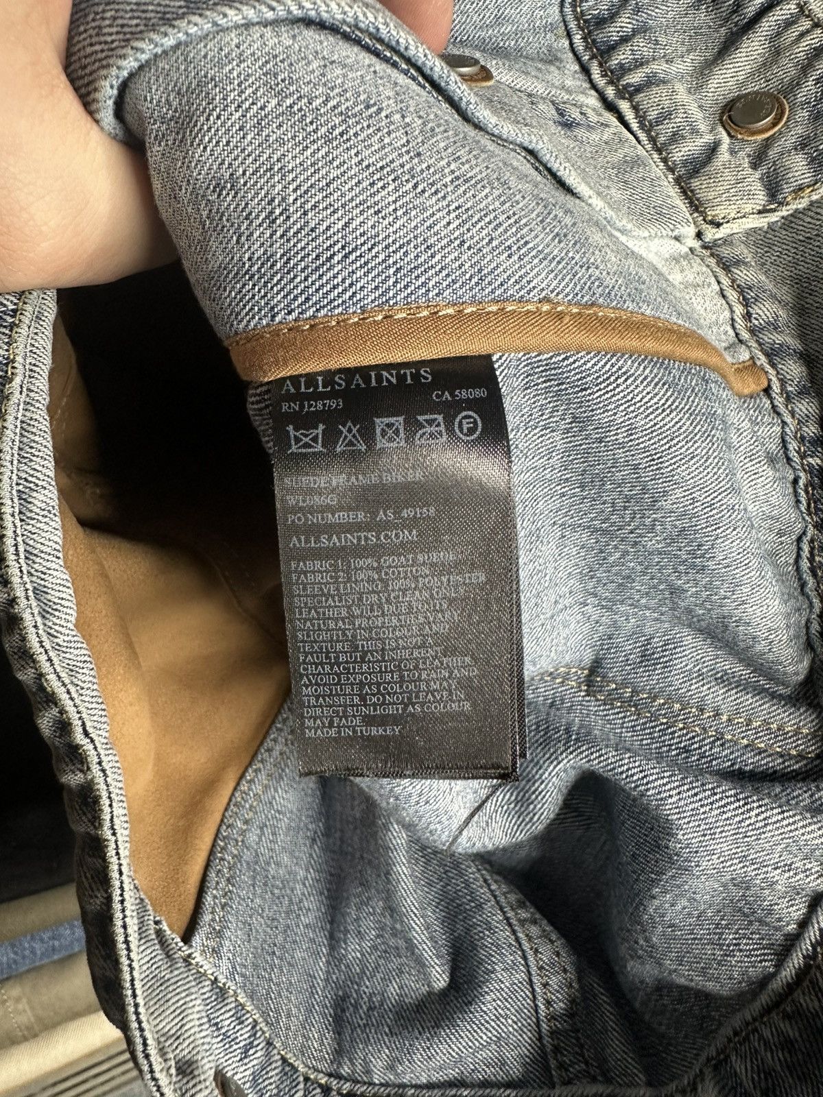 Allsaints AllSaints Suede Denim Biker Jacket Goat Leather Moto US 10 Size L / US 10 / IT 46 - 7 Thumbnail