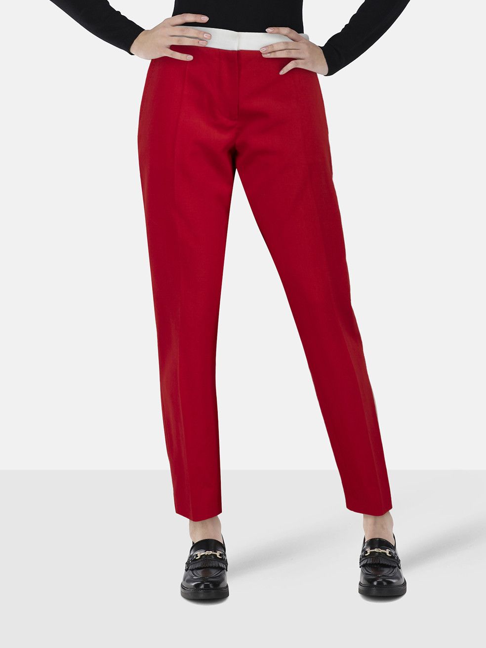 Burberry Red Wool Slim Trousers Size 26" / US 2 / IT 38 - 1 Thumbnail