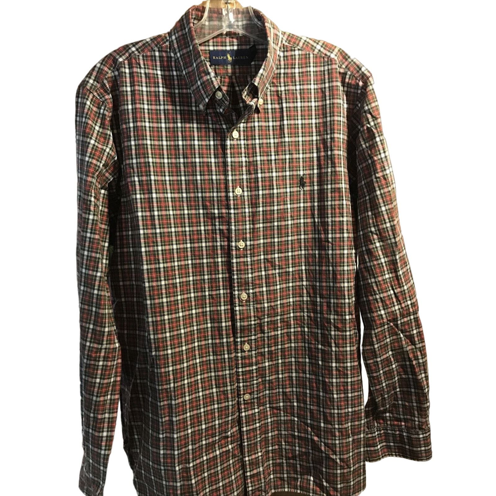Ralph Lauren Ralph Lauren Men’s 16.5 42 Red Green Check LS Cotton Shirt Size US L / EU 52-54 / 3 - 1 Thumbnail