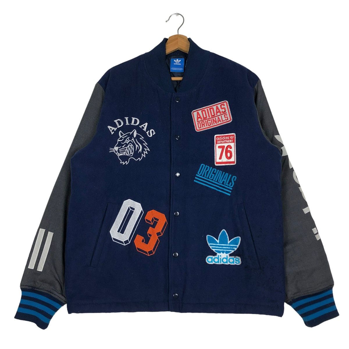 Adidas 🔥VINTAGE VARSITY JACKET ADIDAS BIG LOGO FULL PRINT Size US M / EU 48-50 / 2 - 1 Thumbnail
