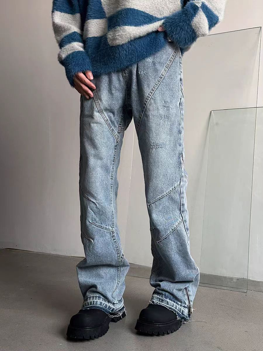 Designer × Jean × Vintage Street Hip Hop Side Zip Micro Flare Y2K Jeans Size US 30 / EU 46 - 2 Thumbnail