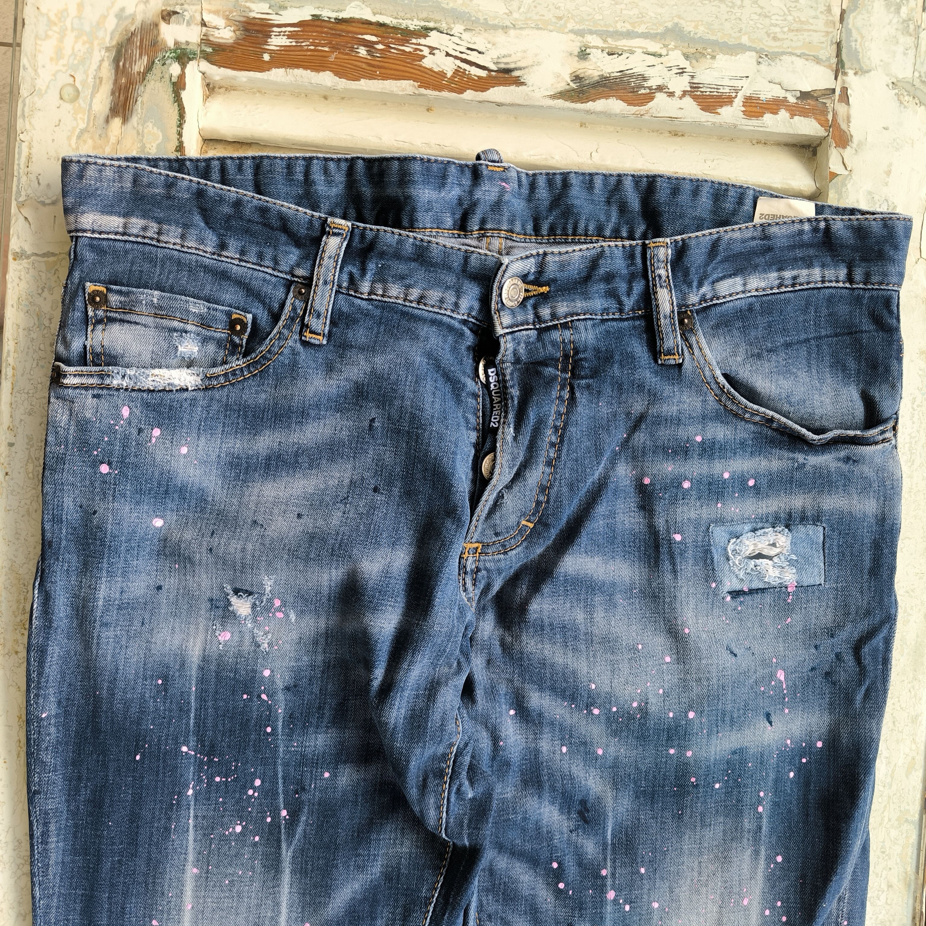 Dsquared2 DSQUARED2 Clement Fit Pink Paint Splatter Distressed Jeans Size US 36 / EU 52 - 2 Thumbnail