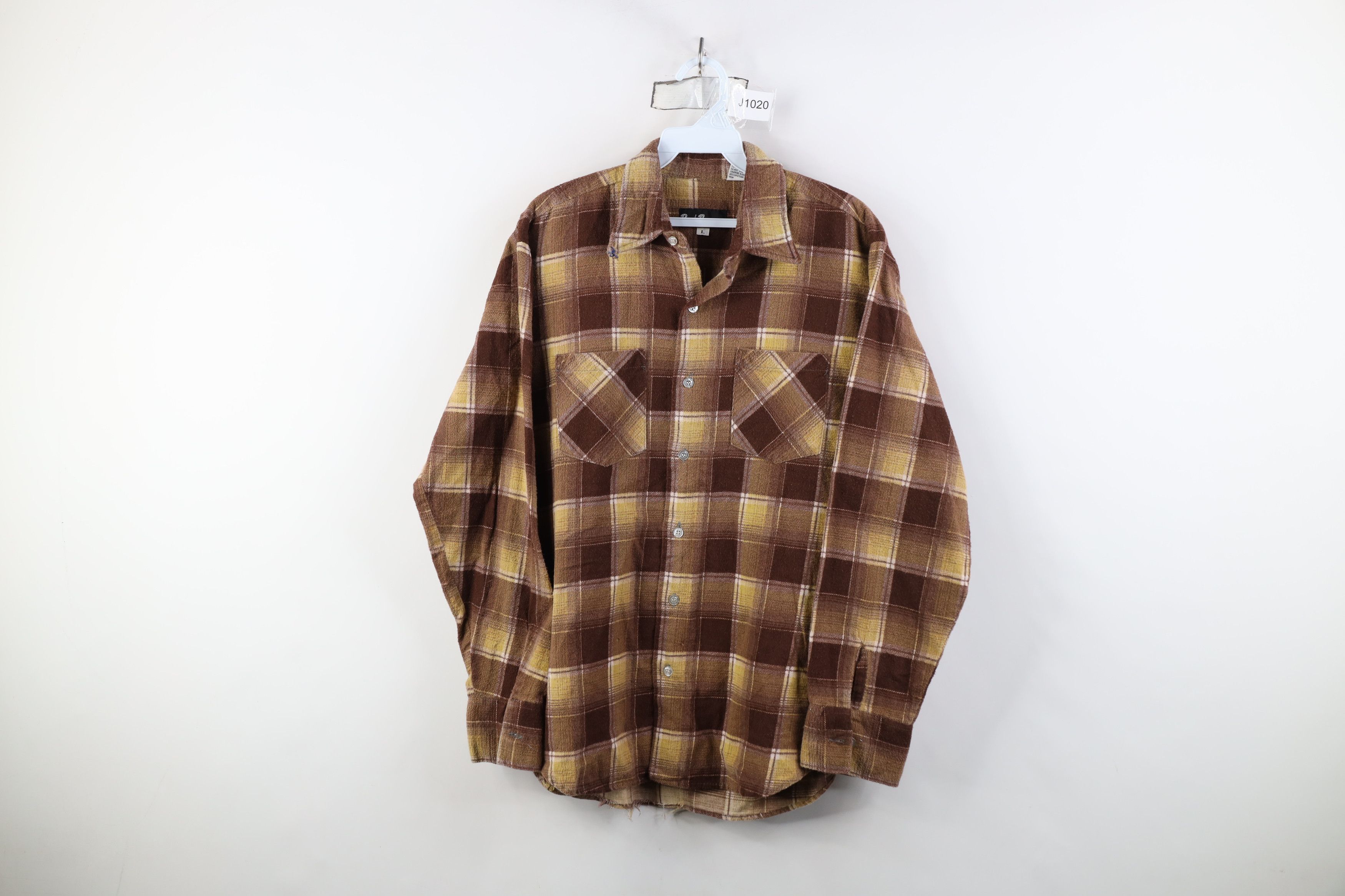 Vintage 70s Streetwear Flannel Collared Button Shirt Plaid
