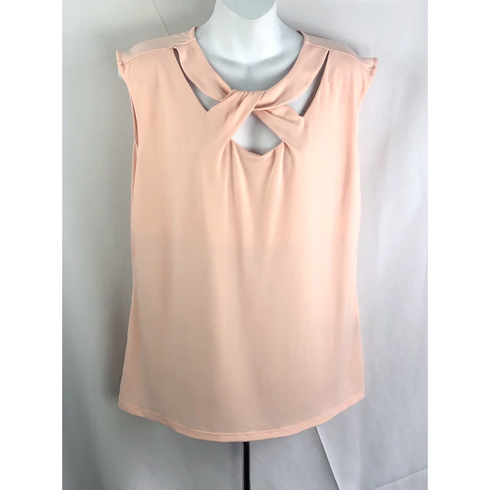 Pinko Vintage Attention Sleeveless Top XL Pink Peach Cutout Round Neck Knit Size XL / US 12-14 / IT 48-50 - 5 Thumbnail