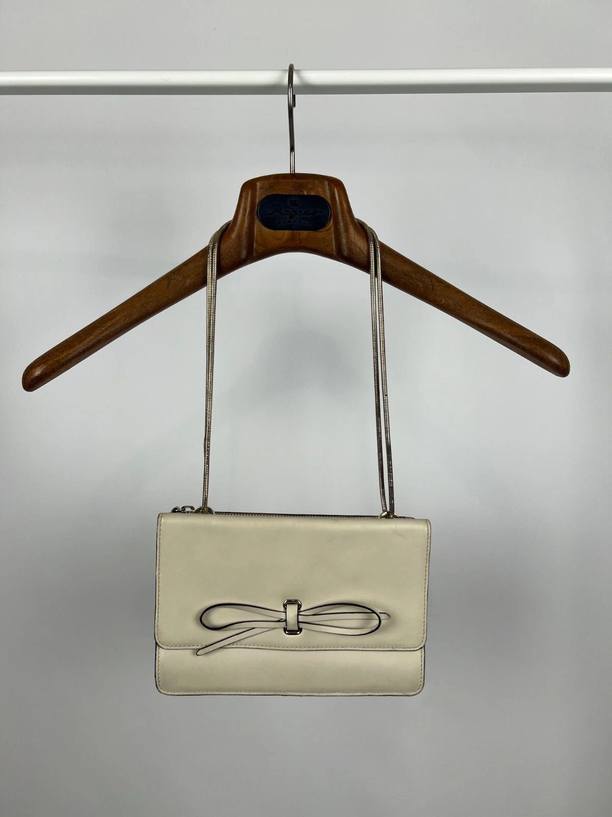 Reiss Reiss Shoulder Bag Clutch Ivory Real Leather Metal Сhain Size ONE SIZE - 10 Thumbnail