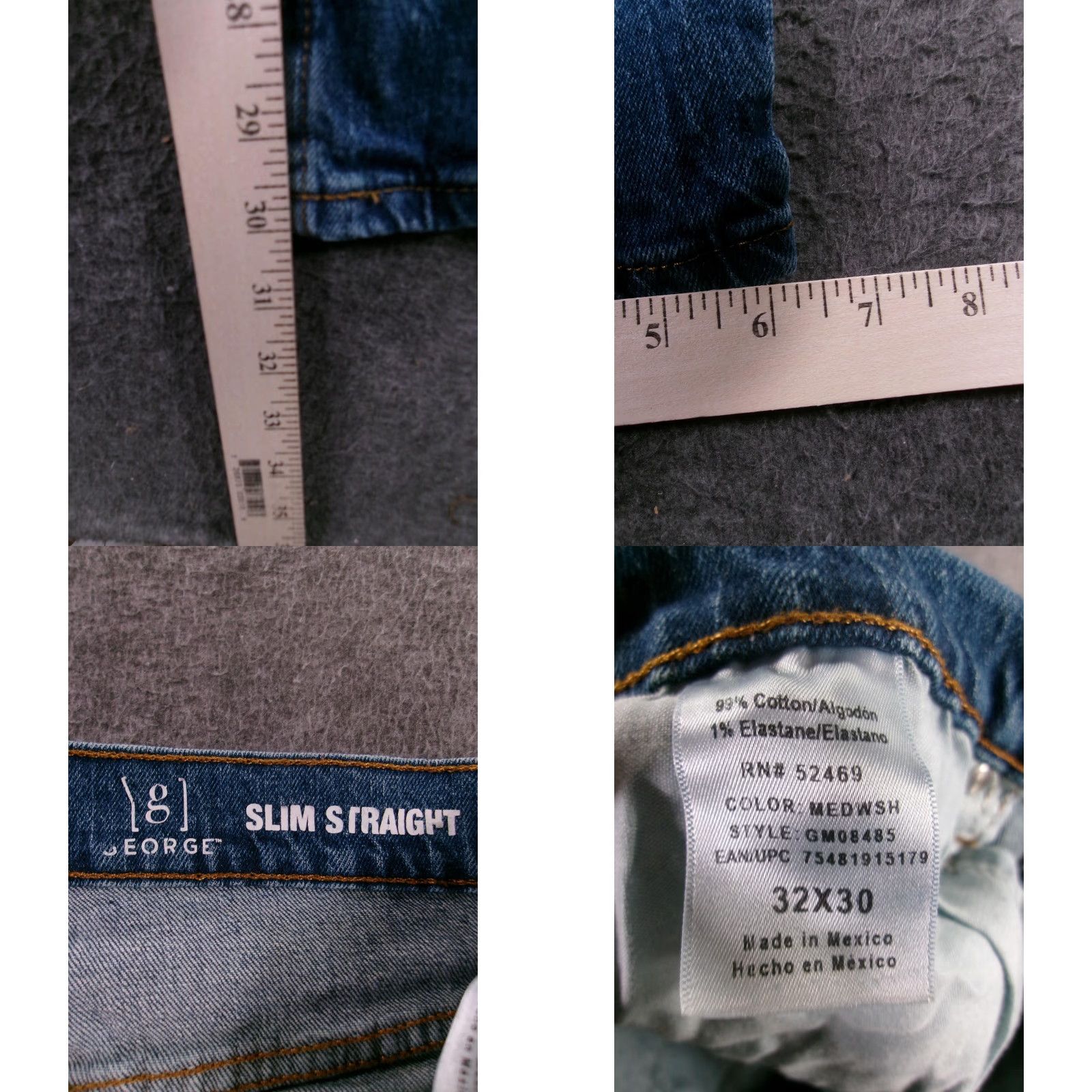 George VINTAGE George Jeans Men 32X30 Denim Workwear Slim Straight 5-Pocket Mid Rise Blue Distressed 80s 90s Grunge Mens Size US 32 / EU 48 - 8 Thumbnail