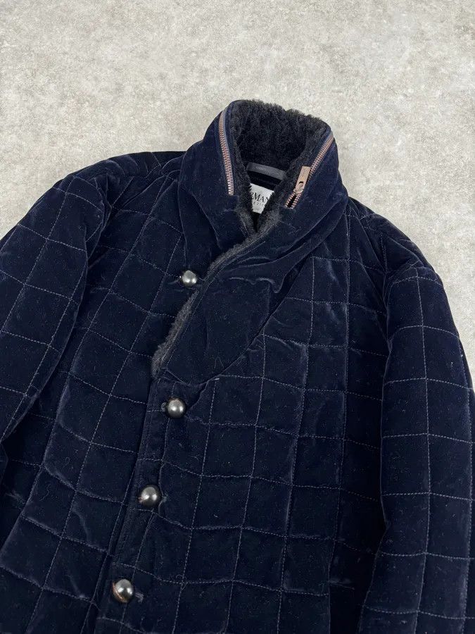 Armani Collezioni Armani Navy Quilted Velvet Contrast Collar Jacket Size US M / EU 48-50 / 2 - 6 Thumbnail