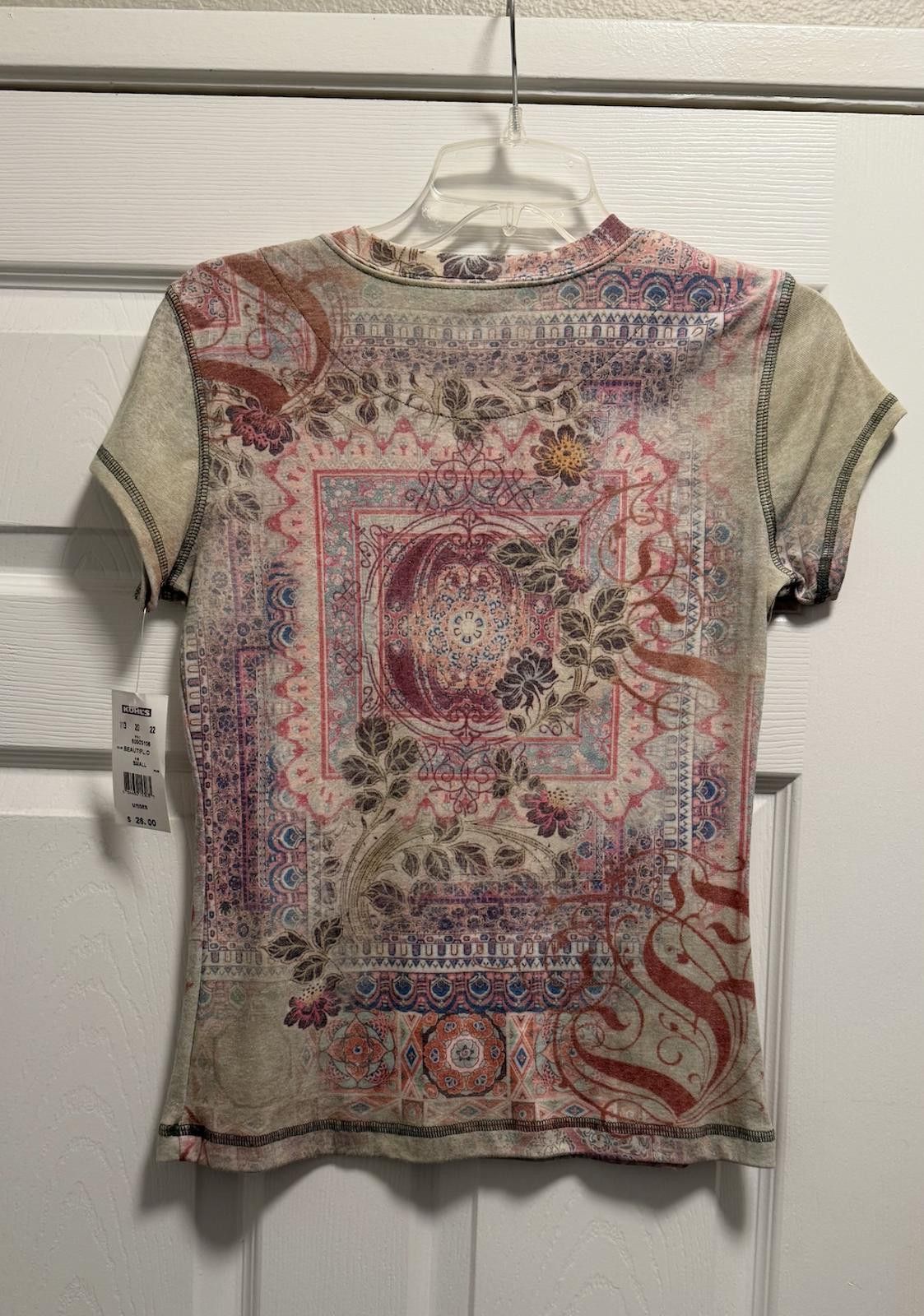 Designer Apt. 9 Boho Kaleidoscope Rhinestone Tee S NWT Kohl’s Size S / US 4 / IT 40 - 2 Thumbnail