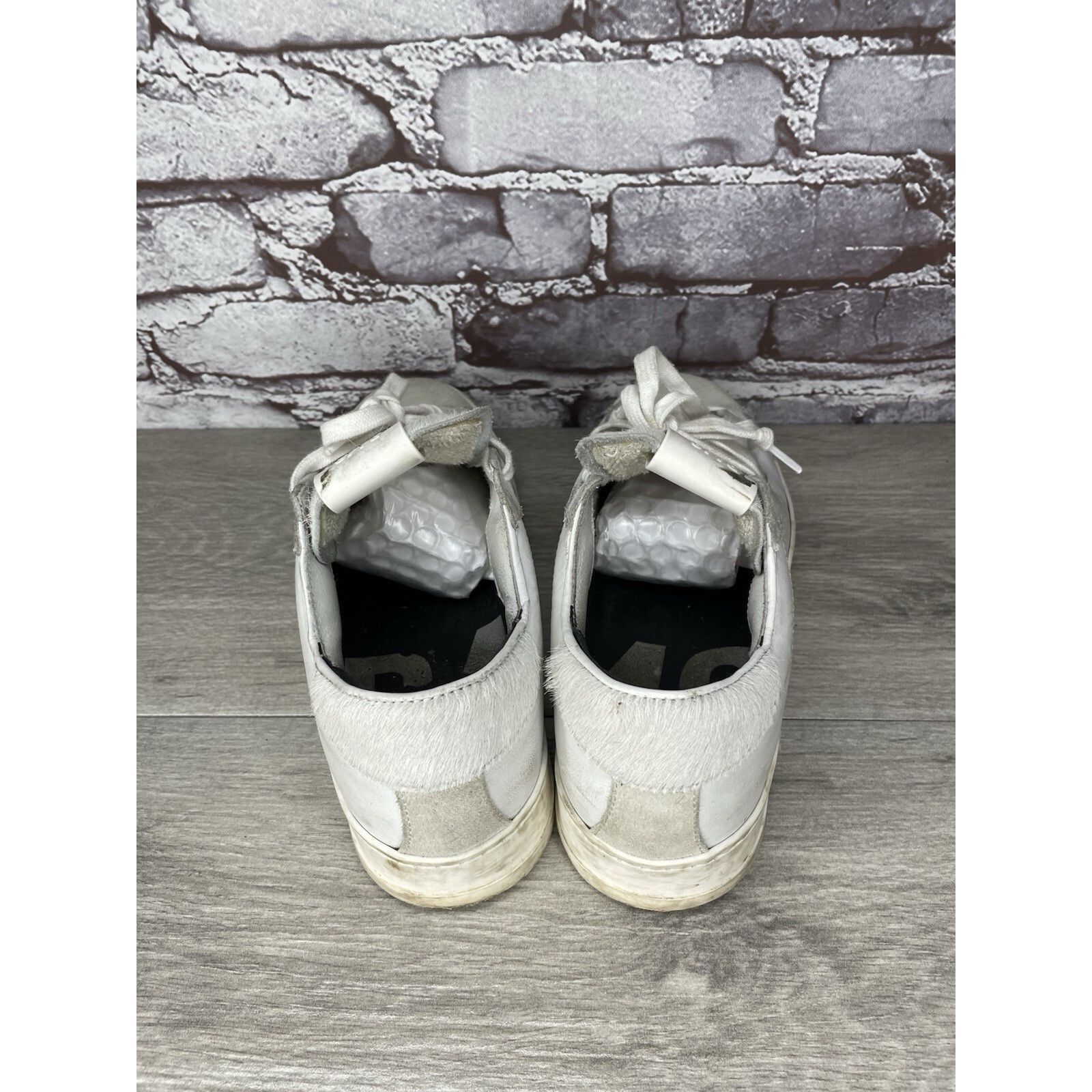 P448 P448 White Leather Gray Suede Silver Glitter Low Top Sneaker Size US 9.5 / IT 39.5 - 5 Thumbnail