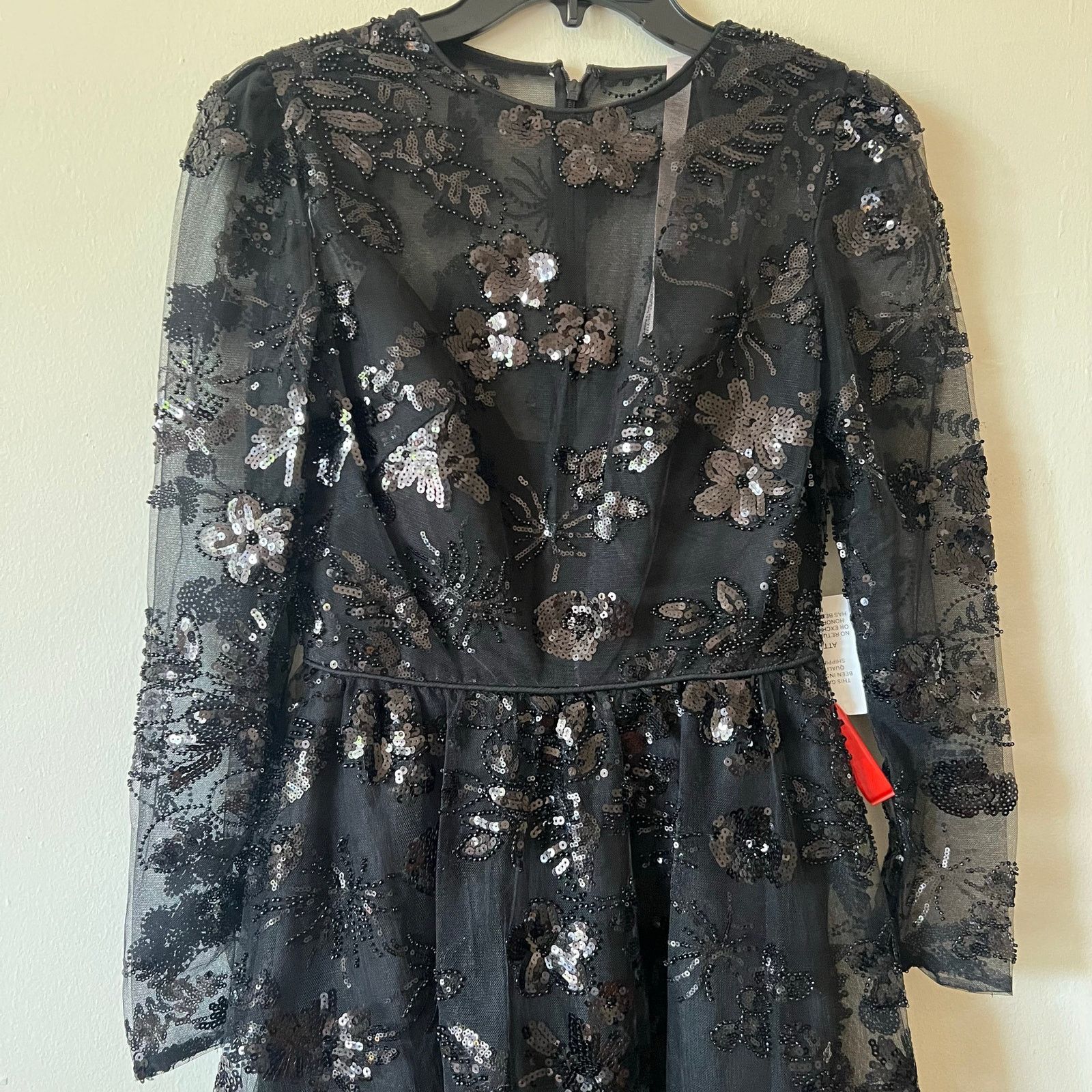 MACH & MACH Mac Duggal A-Line Midi Dress black sequin embellished size 2 Size XS / US 0-2 / IT 36-38 - 6 Thumbnail
