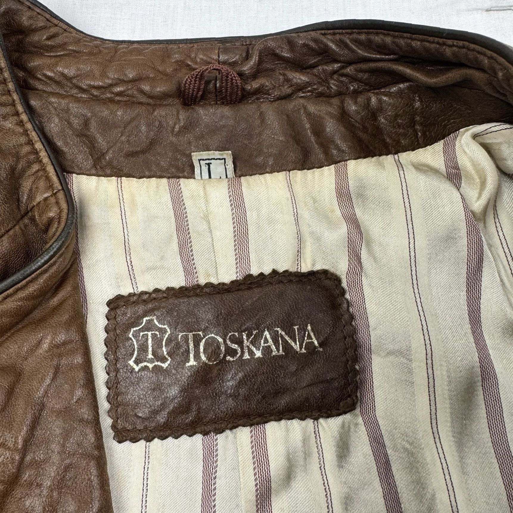 Vintage VINTAGE Toskana Leather Jacket Men Jacket L Brown Bomber 80s 90s Styled Size US L / EU 52-54 / 3 - 7 Thumbnail