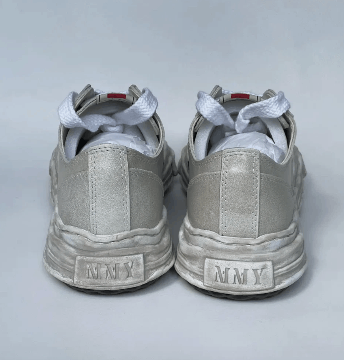 Maison MIHARA YASUHIRO Cream Vintage Leather ‘Hank’ Sneakers Size US 12 / EU 45 - 12 Thumbnail