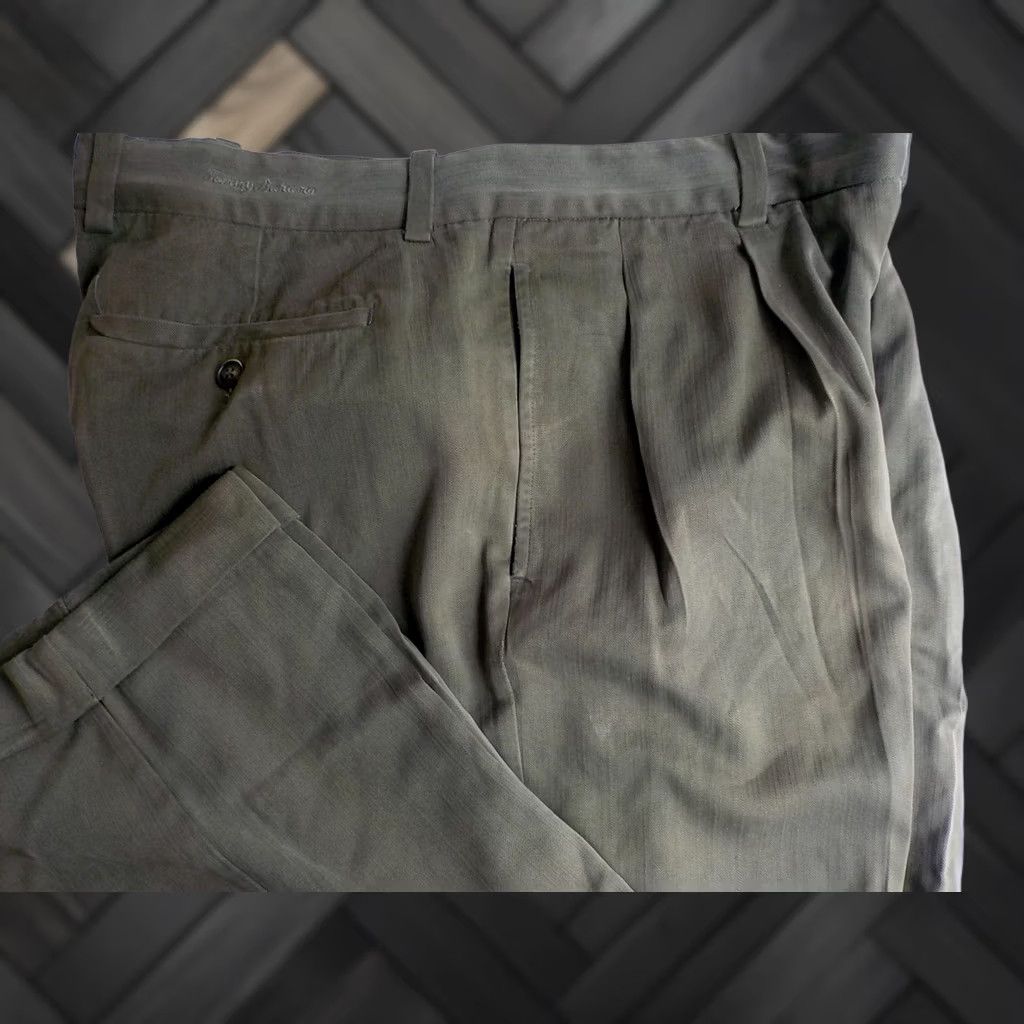 Tommy Bahama VINTAGE Tommy Bahama Pants Dress Silk Pleated Front Army Green 36x27 Cuffed Mens Size US 36 / EU 52 - 1 Thumbnail