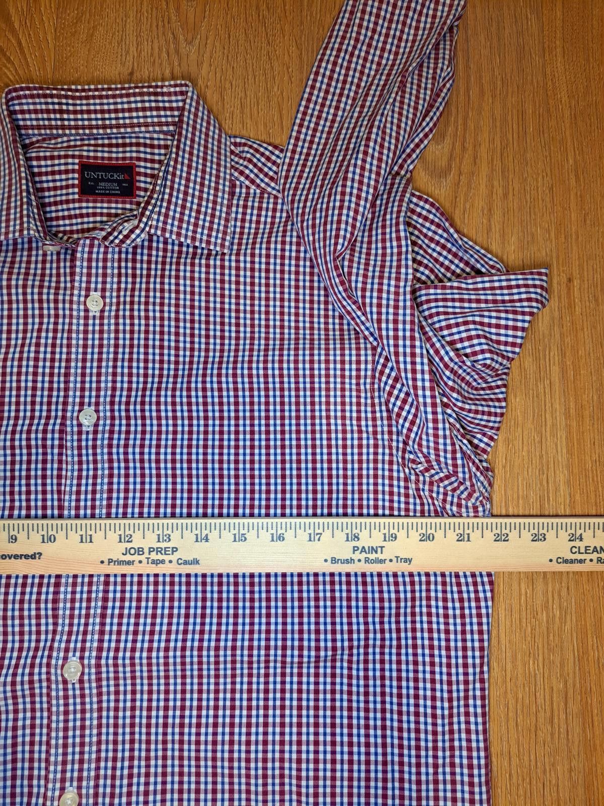 UNTUCKit Untuckit Dress Shirt Mens Medium Red Gingham Cotton Size 38R - 6 Thumbnail