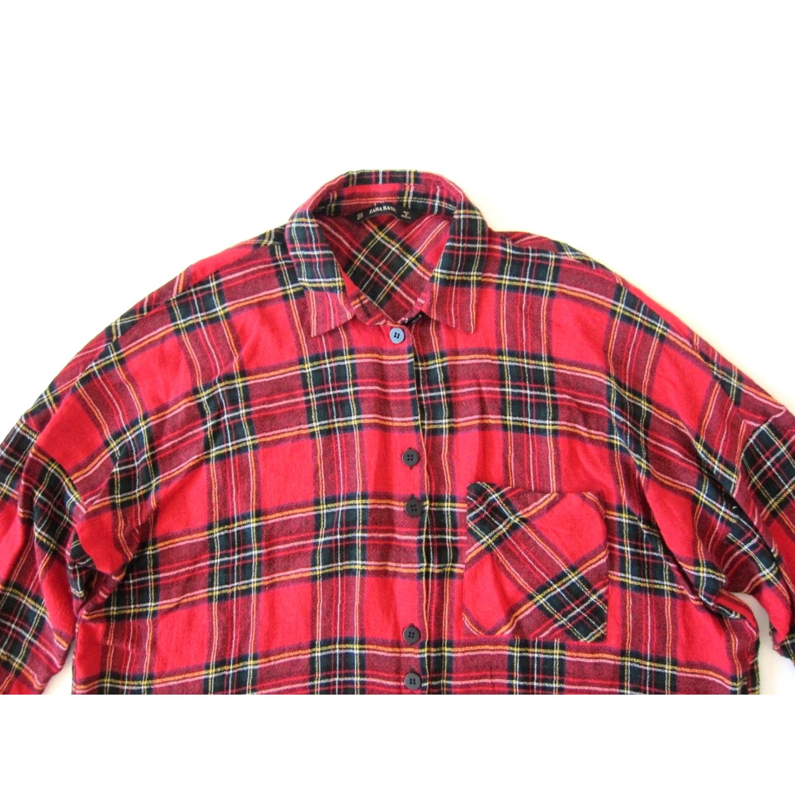 Zara Zara Basics Wool Blend Red Plaid Button Down 3/4 Sleeve Blouse M Womens Size M / US 6-8 / IT 42-44 - 3 Thumbnail