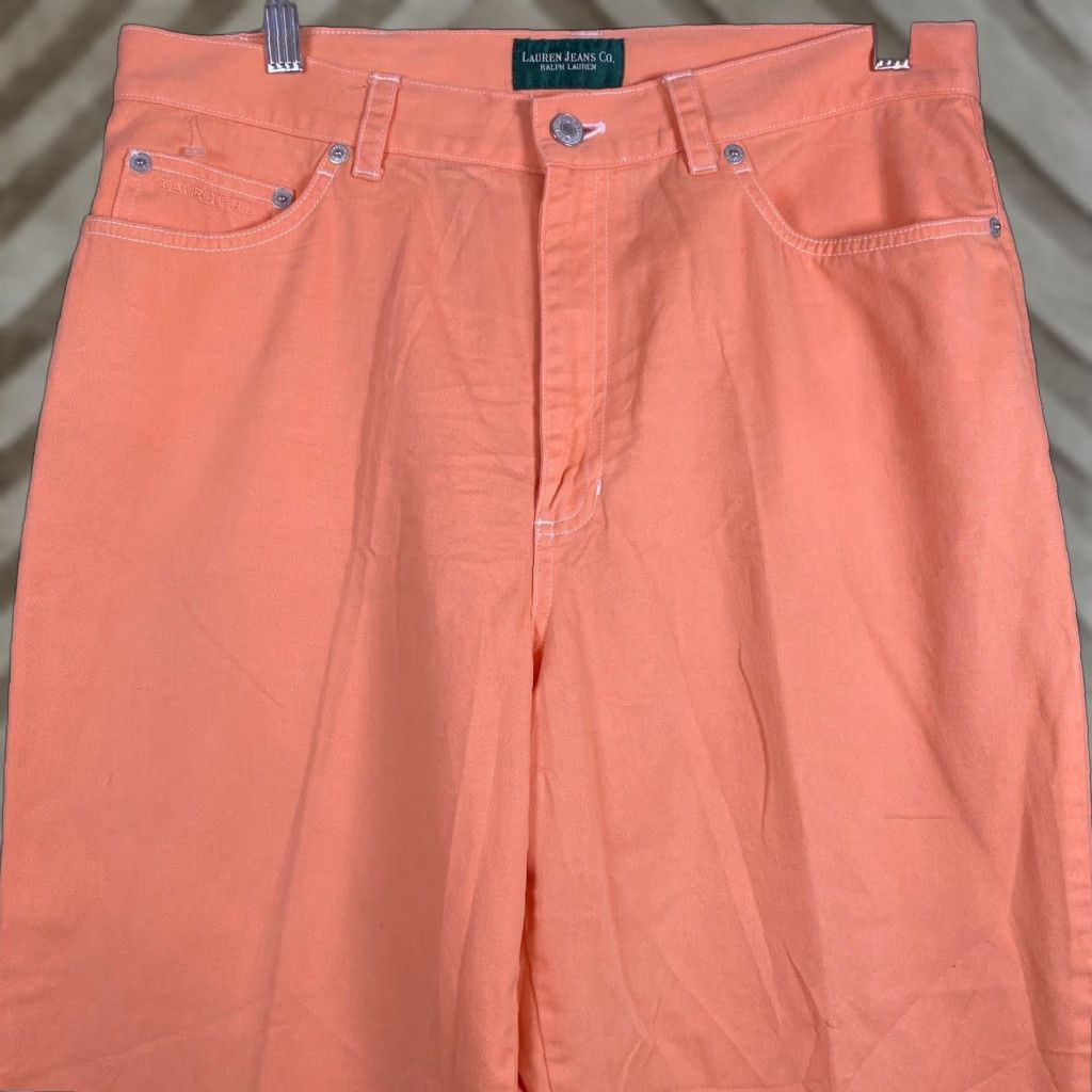 Ralph Lauren Lauren Jeans Co Womens Jeans Peach High Rise Capri Cropped 100% Cotton 12 Denim 5-Pocket Design Womens Size 34" / US 12 / IT 48 - 1 Thumbnail