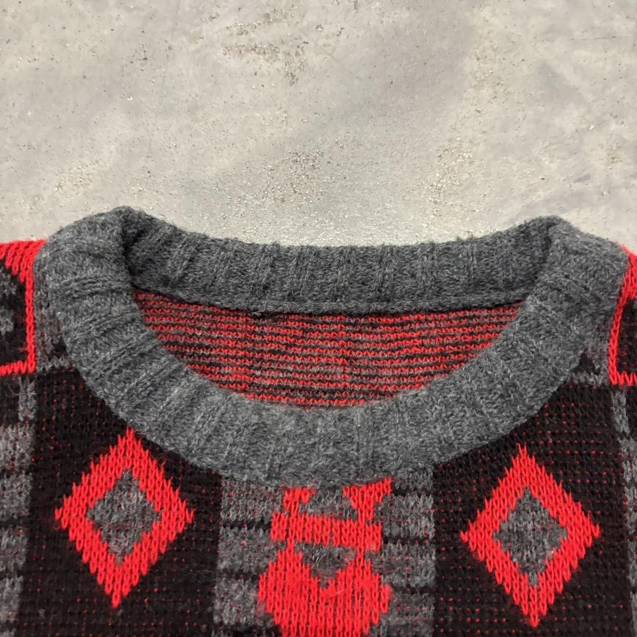 Japanese Brand × Vintage Crazy Vintage 90s Red 3D Knit Pattern Coogi Style Sweater! Size US L / EU 52-54 / 3 - 6 Thumbnail