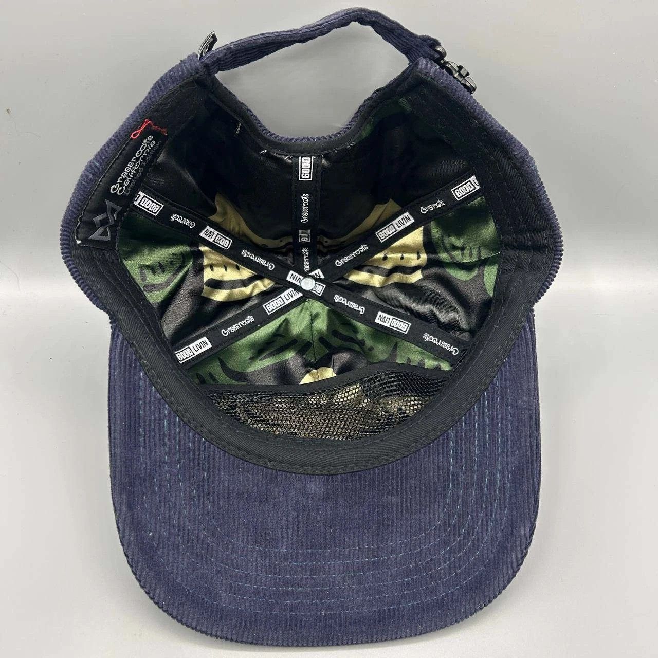 Grassroots California Good Livin Hat Men Blue Corduroy Strap Back Cap Cotton Size ONE SIZE - 2 Thumbnail